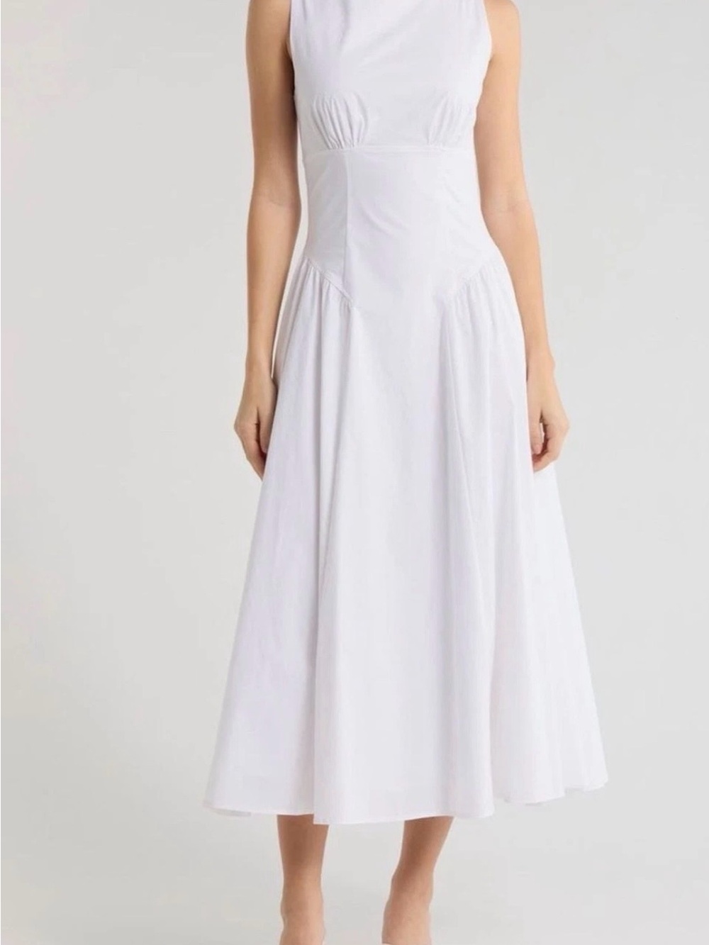 STAUD Gwen Shaped Waist
Stretch Cotton Midi Dress Size - 6